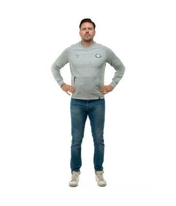 SWEAT ATLEISURE COL ROND GRIS